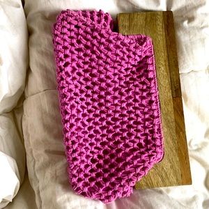 A New Day 💋 Crochet Clutch with Wood Handle